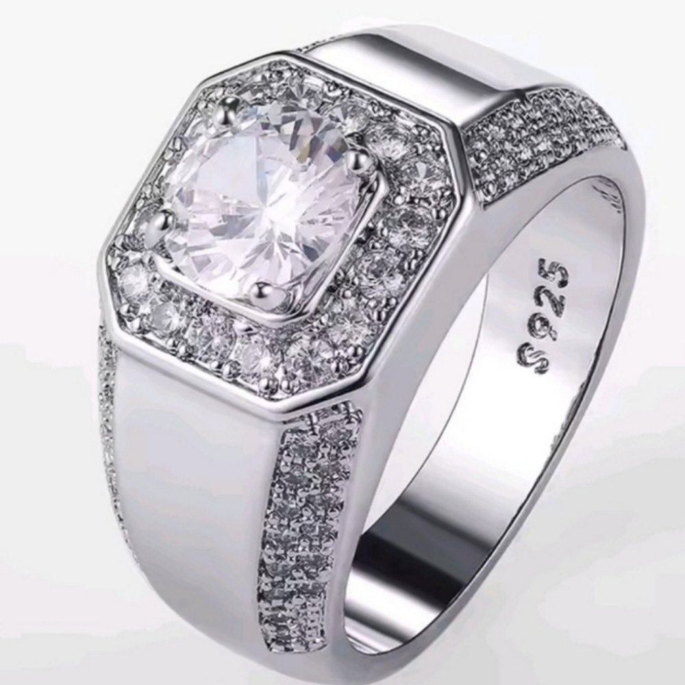 Elegant 925 Silver Mens Ring